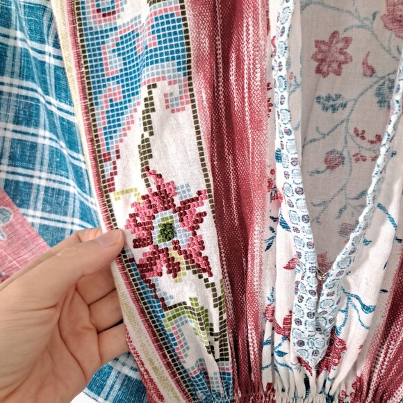 D'ascoli Floral Boho Plaid Short Sleeve Maxi Dress - Picture 6 of 13